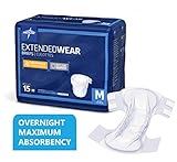 Medline Extended Wear Overnight Adult Briefs with Tabs, Maximum Highest Absorbency Adult Diapers, Medium (60 Count)