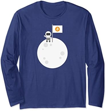 Unisex Bitcoin To The Moon! | Astronaut BTC Long Sleeve T-Shirt Medium Navy
