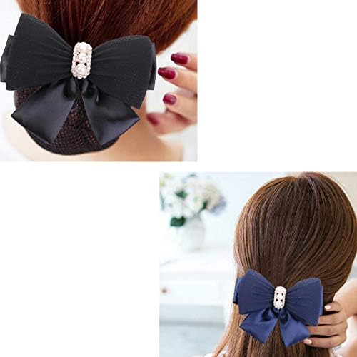 VASANA 1 Pcs Womens Two-Way Snood Net Bow Barrette Hair Clip Bun Cover Set Hair Holder Clamp for Postal Bank Hotel Business Work Hair Accessories - Image 5