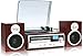TechPlay 3-Speed Turntable with CD / MP3 / Cassette / SD Card / USB player, Digital AM / FM Radio, AUX IN, Line out Alarm CLOCK , Remote and External Speakers- Wood