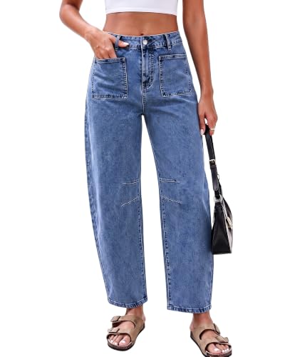 GRAPENT Womens Barrel Jeans Womens Jeans Wide