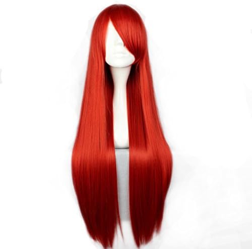 Anime Wig 80cm Long Straight Red Stylish Lady Basic Anime Cosplay Hair Wig+Wig Cap by CosplayMIX
