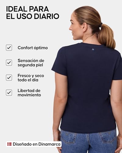 DANISH ENDURANCE Women's Organic Cotton T-Shirt, Round Neck or V-Neck, 2 Pack – Women's T-Shirts, Short Sleeve T-Shirts, Women's Basic T-Shirts