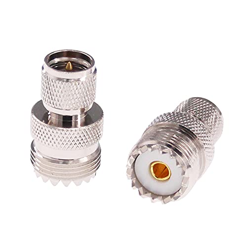 RFaha 2pcs RF coaxial Adapter Mini-UHF Male PL259 to UHF SO239 Connector(F34-2)