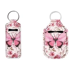 Coldinair Pink Butterfly Chapstick Holder Floral