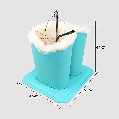 Tofun Eyeglasses Holder Stand Case,Light Blue PU Leather Plush Lined Protective Glasses Case for Desks Or Nightstands - Thumbnail 5