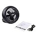 LIVSTON Portable Fan, Battery Operated USB Table Fan 6 Inch Black Mini Desk Turbo Fan Personal Fan by