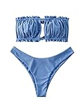ZAFUL Women's Bikini Set, Off Shoulder Bandeau with