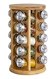 Orii Bamboo Rotating 20 Jar Spice Rack Filled with