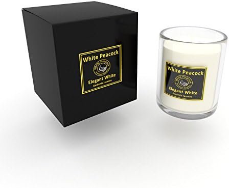 Elegant White - Gardenia Jasmine Scented Soy Candle in Clear Glass Jar – Home Fragrance, Relaxation, Meditation, Spa - Gift Item - Eco-Friendly – Dye Free - Lead Free - Cruelty Free - 100% Vegan