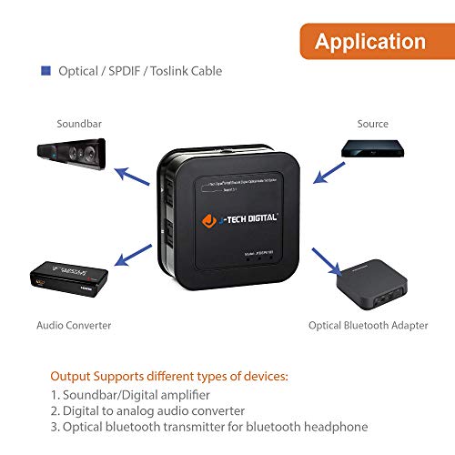 JTech Digital Optical Splitter 1 in 3 out for TV, Toslink Splitter 1x3