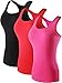 NELEUS Women's 3 Pack Compression Athletic Tank Top for Yoga Running,Black,Red,Rose,EU L,US M