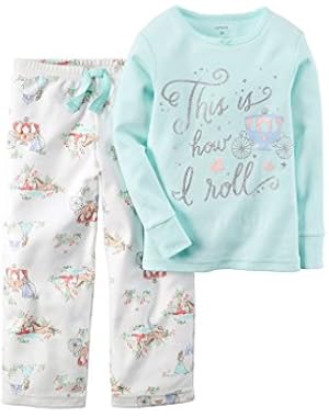 Little Girls' 2 Piece Cotton Fleece PJ Set (2T, Teal)