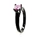 Pink Women`s Black Titanium Camo and Stainless Steel Princess Engagement Wedding Rings Set