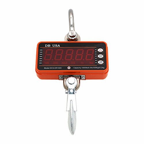 DB USA Digital Crane Scale, DCS-ER1000lb / 500kg High Precision Compact Hanging Scale LED Display