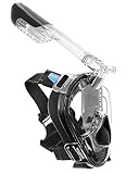 Deep Sea O2 | Only Full Face Snorkel Mask Designed to Protect Against Dangerous CO2 Build-Up | Panoramic View | Soft Nose for Diving | Anti-Fog | Camera Mount | Universal Size- Kids to Adult