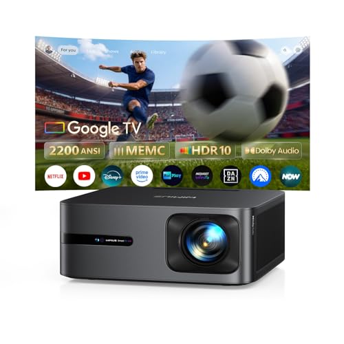 4K Projector 【Google TV 14.0/MEMC/2200 ANSI/44W Dolby】4K Smart TV Projector 2+32GB AutoFocus 6DKeystone Wimius Projector Voice Control HDR10 Bluetooth WiFi for Home Cinema/Outdoor