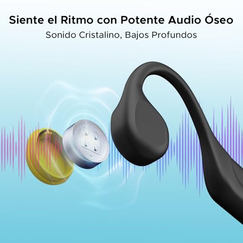 DOOGEEEco BoneBeatRunRay Auriculares Conduccion Auriculares Deportivos Inalámbricos Open-Ear con Luz LED Seguridad Auriculares Impermeables IP66 10h Autonomía Carga Rápida para Correr Gimnasio-Negro