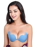 Anmengte Bra Reusable Self Adhesive Silicone Invisible Backless Sexy Nubra Wings(Blue C)