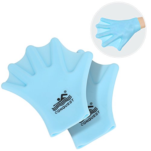 Echeer Swimming Silicone Gloves, Kids Silicone Webbed Swim Gloves No Fading Children Aquatic Fitness Water Resistance Training Gloves
