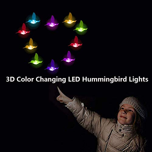 TuTu Home Wall Night Lights 3D Color Changing LED Hummingbird Lights with Suction Cup Decorative Lights for Home Party Garden Set of 6