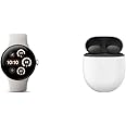 Google Bundle - Pixel Watch 3 (Polished Silver - Porcelain Band - 41mm LTE) & Pixel Buds Pro 2 Earbuds (Hazel)