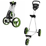 Caddymatic Golf Continental 3 Wheel Folding Golf Push/Pull Cart White/Green