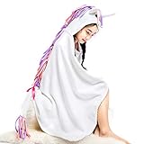 FamFun Baby Unicorn Hooded Beach Towel - Toddler/Kids Bath Towels with Hood - Soft, Absorbent & Comforting for Girls and Boys, Large 47