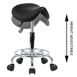 KKTONER Saddle Stool with Foot Rest PU Leather