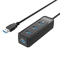 ORICO Portable Superspeed USB 3.0 4-Port Hub With Built-in 8 inch USB 3.0 Cable for Laptop Mac PC (W5PH4-U3)