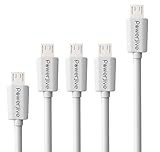 MICRO USB CABLE PREMIUM POWERJIVE [5 Pack] Assorted Lengths [6ft, 3ft, 1ft] Micro USB to USB Cable. High Speed USB 2.0 - Thin Connector - Extra Thick Cable for Android, Samsung, HTC, Nokia, Motorola and more (White)