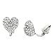 Rhodium Plated Pave Crystal Heart Clip On Earrings(10mm)