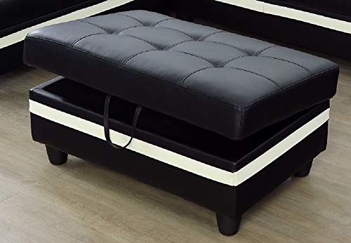 Beverly Fine Funiture Sectional Sofa Set, Black with White Stripe