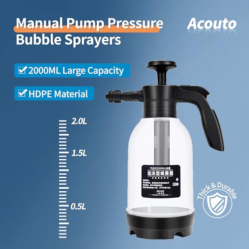 Acouto Bomba Pulverizador de Espuma Bomba Pulverizador de Espuma Presión Manual Agua Manual Shampoo Auto 2 Modos Área de Pulverización Grande Espuma a Presión para Jardinería