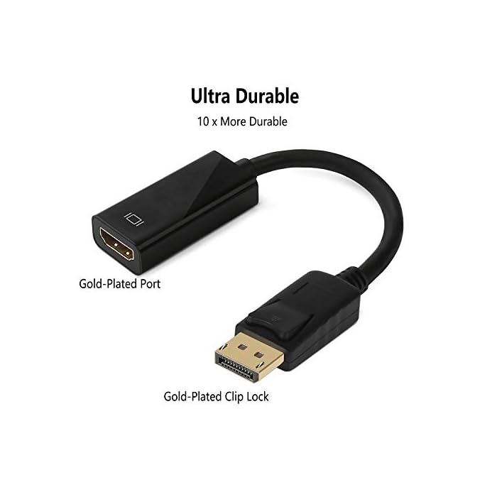 ICZI Adaptador DisplayPort to HDMI 1080P Conversor DP a HDMI con Contactos Chapados en Oro, DP Macho a HDMI Hembra para Pantallas Monitores HDTV Proyectores, etc, Negro - Imagen 3