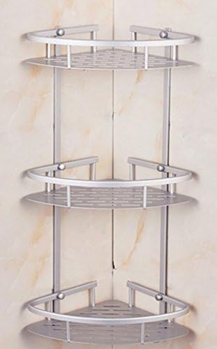 Aluminum Bathroom 2-Tier Corner Shelf Basket Wall Mounted, Silver Sand Sprayed (3 Tier)