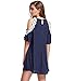 MakeMeChic Women's Cold Shoulder Casual Chiffon Summer Beach Dress Navy M