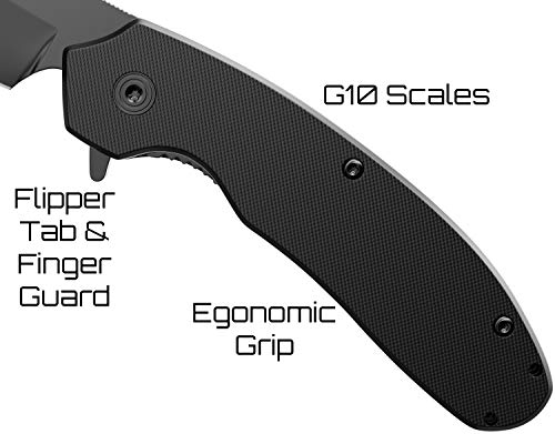Off-Grid Knives - OG-950XB Cleaver Compact Blackout - Hard Use Legal Carry EDC Folding Knife, Safety Grid-Lock Turns This Folder Into a Fixed Blade, Cryo AUS8 Blade with TiNi, G10, Tip-Up Deep Carry