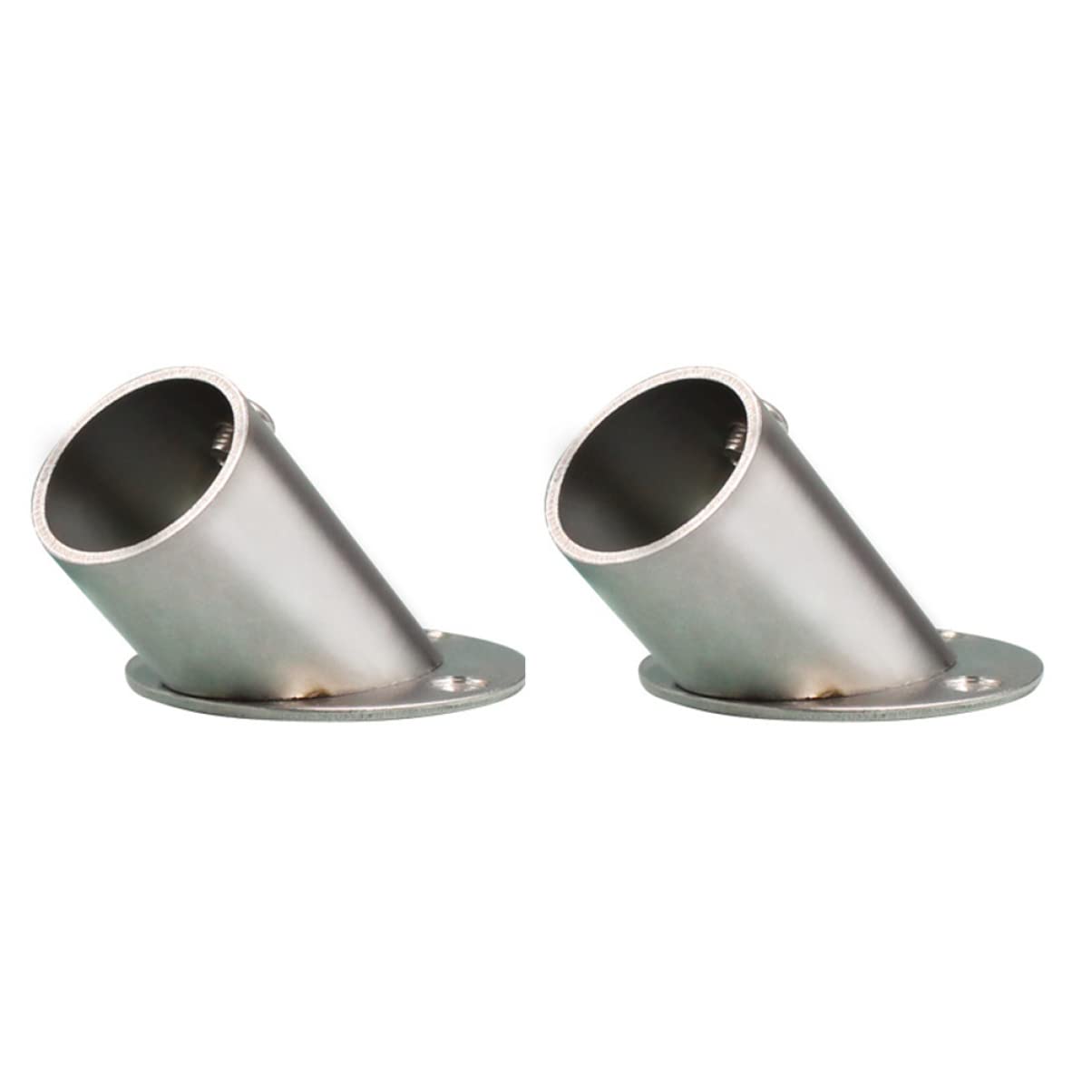 2Pcs Stainless Steel Angled Flange Rod Holders, Closet Pole Bracket Supports for Bathroom, Wardrobe, Balcony, and Kitchen Rails, Adjustable Design for Easy Installation