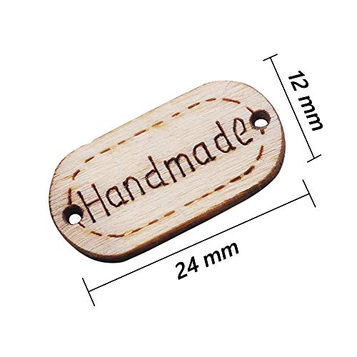 image for Onwon 200 Pieces Handmade Tag Label Oval Wood Handmade Tags Button Woo