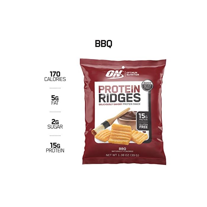 New! Optimum Nutrition High Protein Ridges, Baked Chips, Savory Snack To Go, Gluten Free, Soy Free, Flavor: Cheese, 1.38…