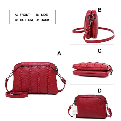 Crossbody Bag for Women Small Leather Phone Purse Wallet Shoulder Bag Trendy Ladies Wristlet Clutch(Red) - Thumbnail 3