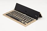 KeeGan Portable Foldable Wireless Bluetooth Keyboard Ultraslim Mini Wireless Bluetooth Keyboard for iOS Android Windows other Smartphones PC Tablets, Aluminum Alloy (Golden)