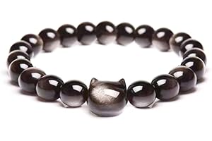 ZOEY SALLY Money Attraction Cat Bracelet - Black Obsidian Women Bracelets -Wealth Prosperity Abundance Stone Bead Bracelet, Entrepreneur Business Luck Beaded Bracelets,Spiritual Mood Energy Cute Protection Stretch Bracelet,Health Good Luck Feng Shui Bracelets For Women Gifts For Women