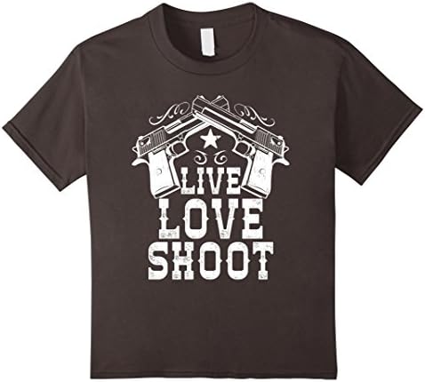 Kids Live Love Shoot Gun Owner 2nd Amendment Pistols T-shirt 12 Asphalt