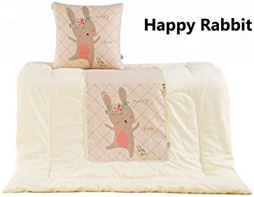 FAIRY TALE STORY SERIES 2-in-1 Cushion Blanket-- Pillow Blanket for Kids, Birthday, Christmas, Halloween Present (Happy Rabbit)