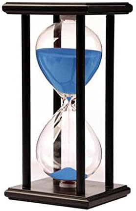 30 Minutes Hourglass Wood Sand Timer Kitchen Home Ornaments Clock Office Decor Magic Gift (30 Minute, Black wood frame blue)