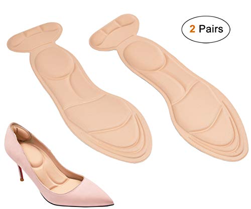 Viewm Heel Cushion Inserts Soft Insoles for Heels Sponge Shoe Pads for Women Heel Slip Pads DIY Size Heel Cushion, 2 Pairs, Flesh Round