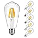 Led Edison Bulb 8W Dimmable Vintage Edison Style Light Bulb- Incandescent LED Bulb- E26 Base,ST21(ST64) Warm White (2700K-3200K)- Equivalent to 80w,CRI 80+, 680 Lumens Clear Glass Cover, 6 Pack