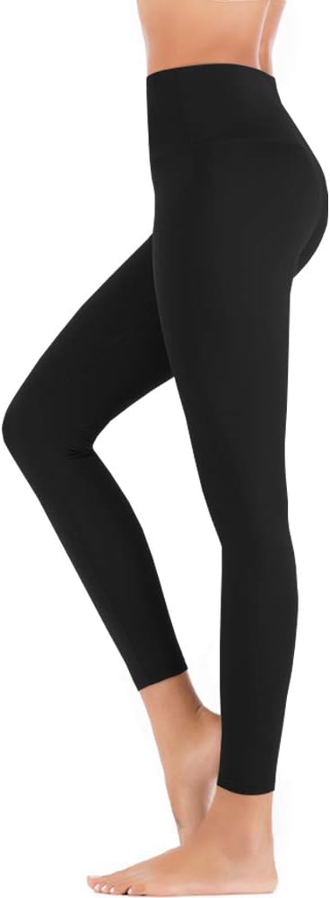 High Waisted Solid Leggings for Women -Super Soft Full Length Opaque Slim Pants for Running Cycling Yoga Workout